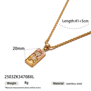 Collier Pendentif Rétro Tarot En Acier Inoxydable Étanche Couleur Or (1 Pièce) h5 