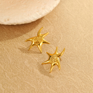 Boucles D'Oreilles Puces Pour Femmes, Motif Dessin Animé Romantique, En Acier Inoxydable, Étanches, Couleur Or h5 Image3