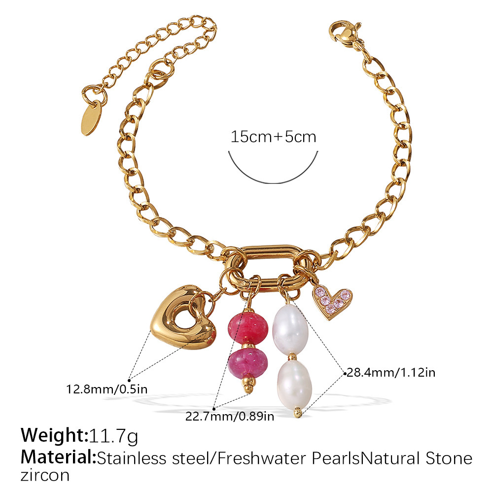 Bracelet À Breloques Simple En Acier Inoxydable Étanche Couleur Or (1 Pièce) 