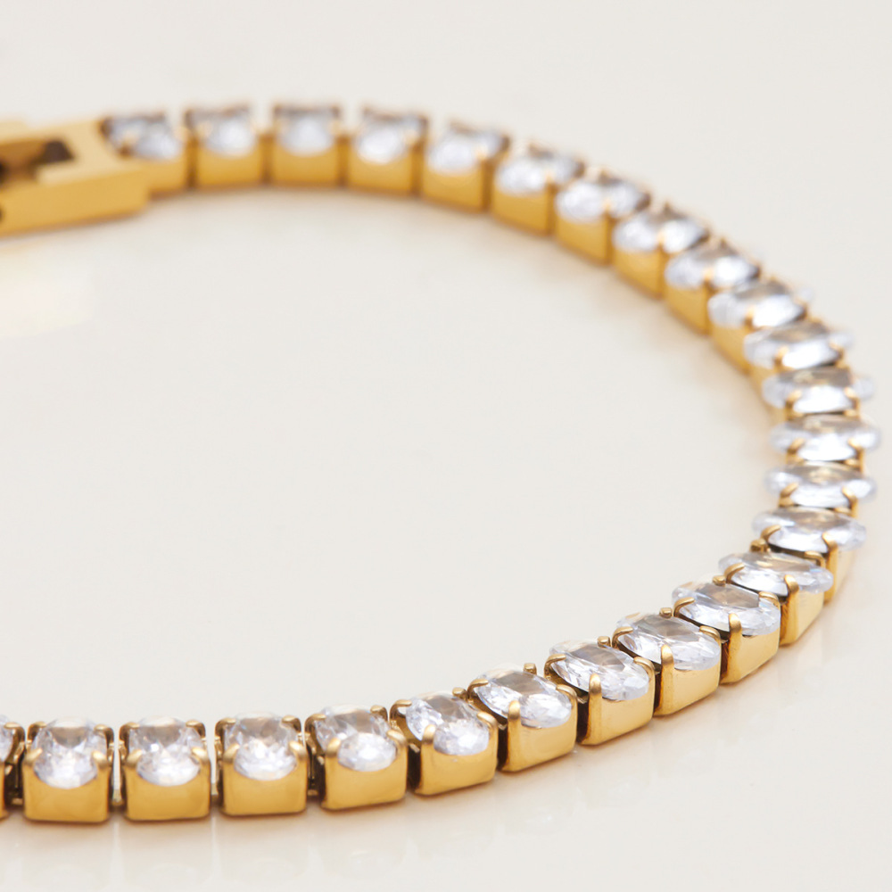 Bracelet À Maillons Pour Femme, 1 Pièce, Série Luxueuse, Haut De Gamme, Géométrique, En Acier Inoxydable, Étanche, Couleur Or h5Image5