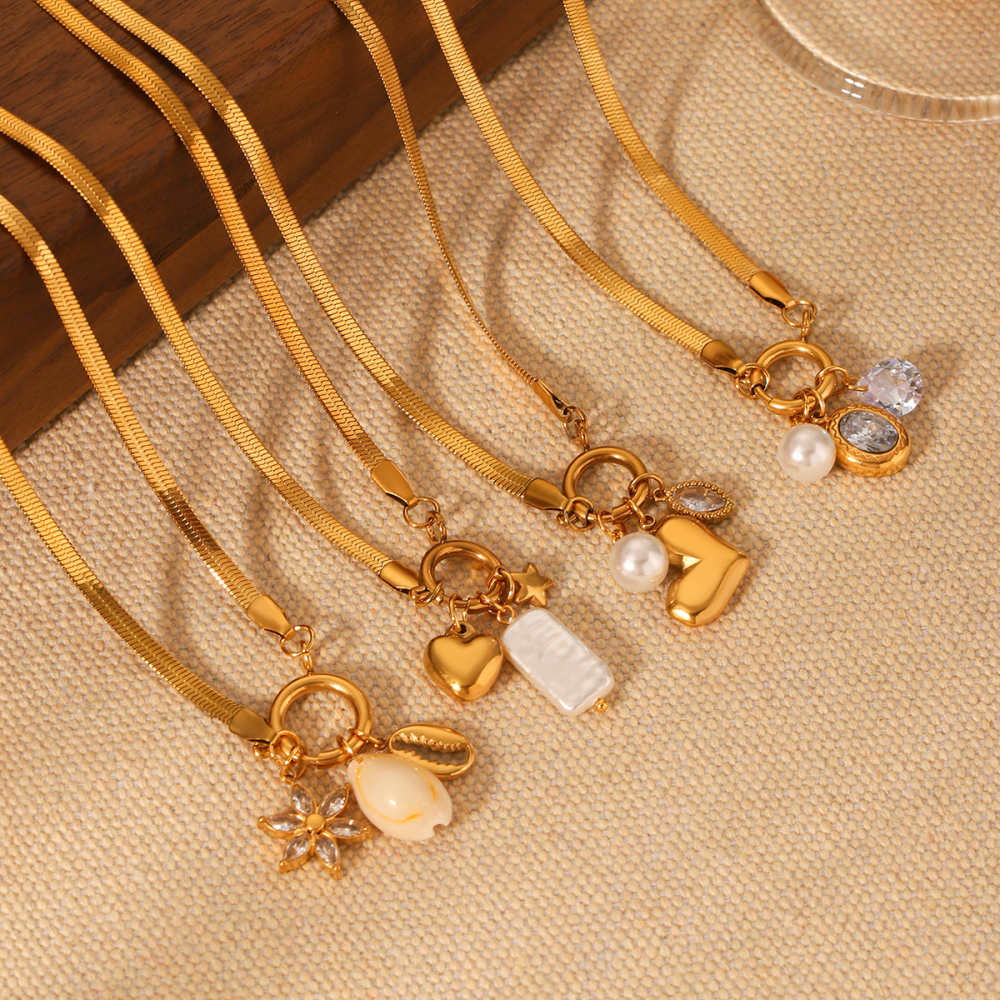 Colliers Pendentifs Pour Femmes, Simples Et Élégants, En Acier Inoxydable, Étanches, Couleur Or Et Perle. Image6