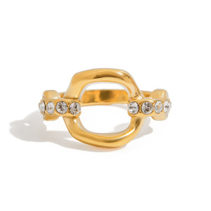 1 Paire De Bagues Pour Femme En Acier Inoxydable Étanche Couleur Or, Ornées De Pierres Précieuses, De La Série Luxueuse h5 