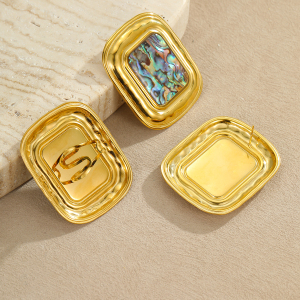 1 Paire De Boucles D'Oreilles Puces Pour Femme, Style Rétro Géométrique Classique, En Acier Inoxydable Étanche. h5 Image3