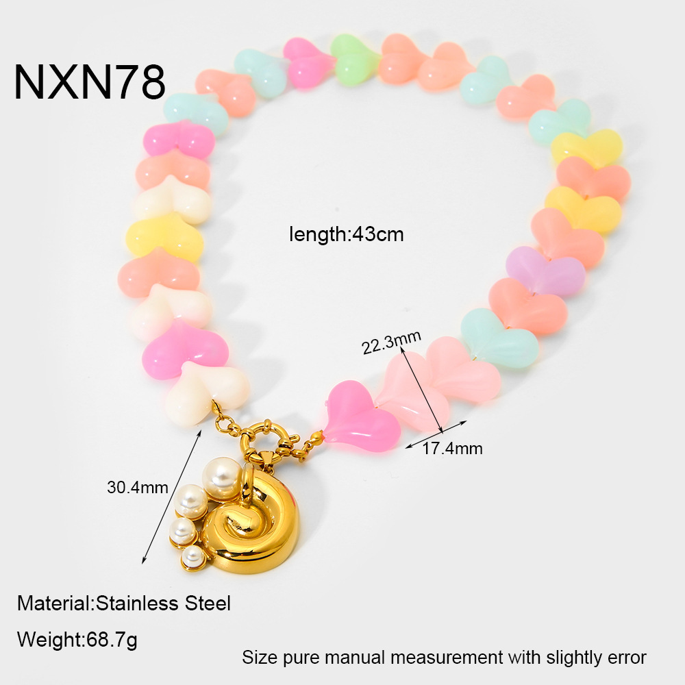 Collier Romantique En Perles Acryliques, 1 Pièce