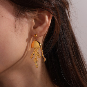 Boucles D'Oreilles Pendantes Pieuvre En Acier Inoxydable Étanche Couleur Or h5 Image4