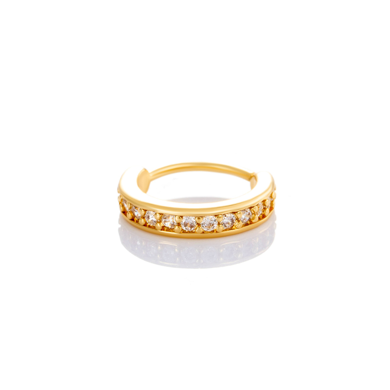 1 Pièce De Piercing De Nez Géométrique En Cuivre Doré Et Zircon Pour Femme