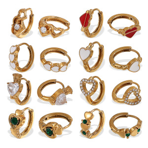 1 Paire De Boucles D'Oreilles Créoles En Acier Inoxydable Doré, Étanches, En Forme De Cœur h5 Image4