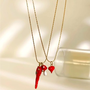 Collier Pendentif Chill En Acier Inoxydable Étanche Couleur Or (1 Pièce) h5 Image3