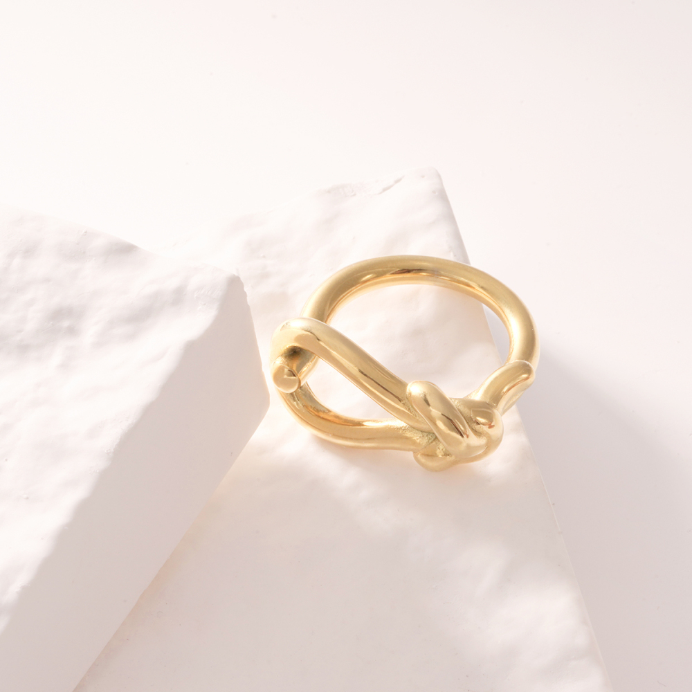 Bague Minimaliste Décontractée En Acier Inoxydable Doré, Étanche, 1 Pièce, Collection Simple Series. h5Image4