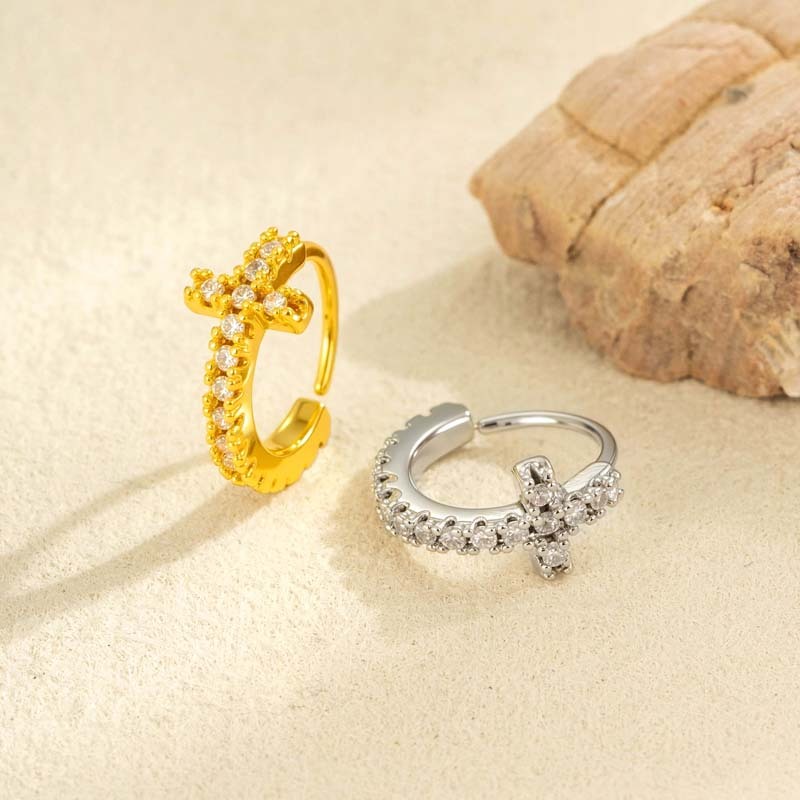 1 Pièce Délicate Croix Cuivre Couleur Or Zircon Nez Pour Femme Image5
