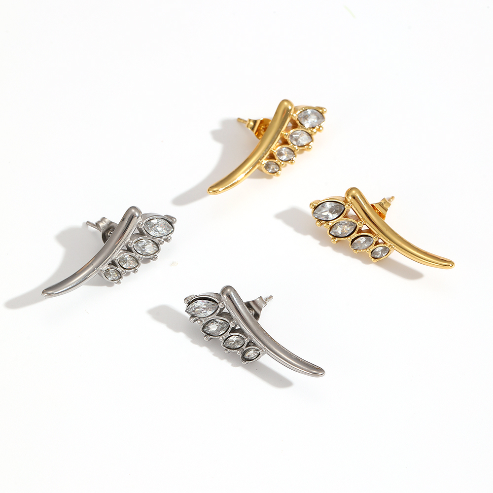 Boucles D'Oreilles Puces Pour Femme, Style Géométrique Simple, En Acier Inoxydable Étanche (1 Paire) Image3