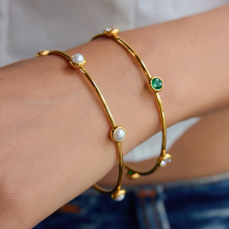 Bracelet jonc rétro géométrique classique pour femme, en acier inoxydable, couleur or, étanche (1 pièce)