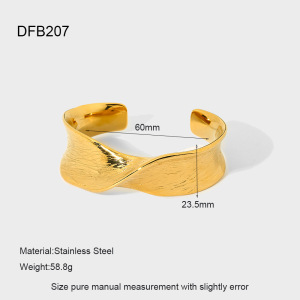 Bracelet Jonc Pour Femme Simple Series Daily Geometric En Acier Inoxydable Étanche Couleur Or h5