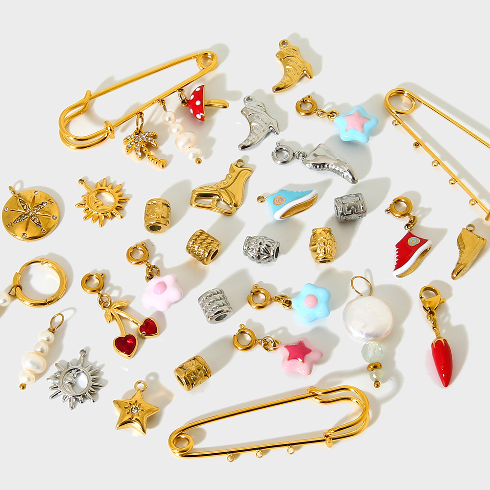 1 Paire De Pendentifs Unisexes Simple Series Daily Star En Acier Inoxydable Étanche Couleur Or h5Image2