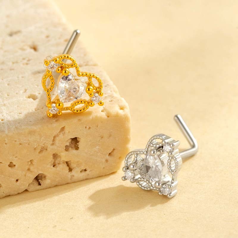 1 Pièce De Piercing De Nez En Zircon Couleur Cuivre Doré Image4