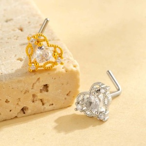 1 Pièce De Piercing De Nez En Zircon Couleur Cuivre Doré h5 Image4