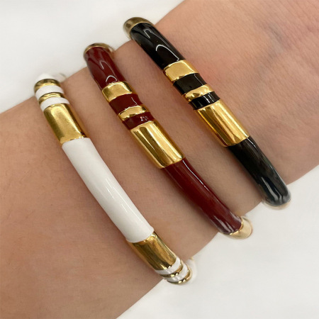 Bracelet manchette étanche en acier inoxydable de couleur assortie (1 pièce) 2