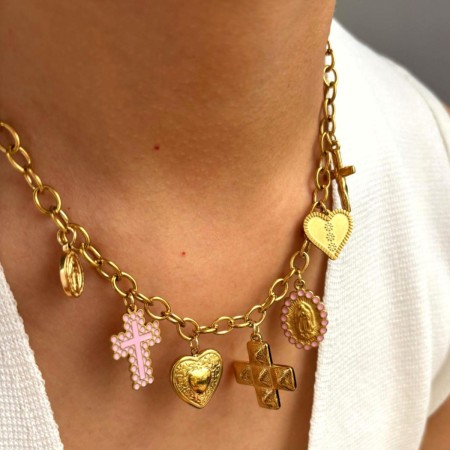 Collier pendentif croix en acier inoxydable étanche couleur or (1 pièce) 2