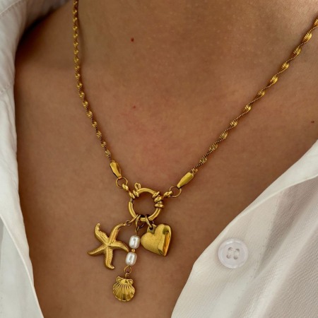 Collier pendentif Oceanic en acier inoxydable étanche couleur or (1 pièce)