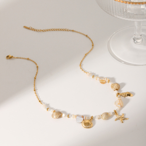 Collier Pendentif Tortue Simple Vacation En Acier Inoxydable Étanche Couleur Or Pour Femme h5 Image6