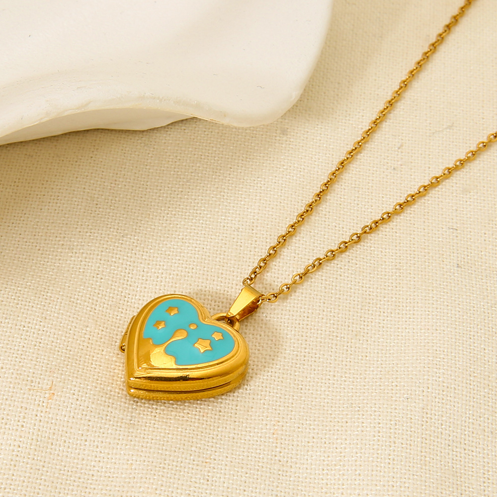 Colliers Pendentifs Pour Femmes En Acier Inoxydable Doré, Motif Cœur Image4