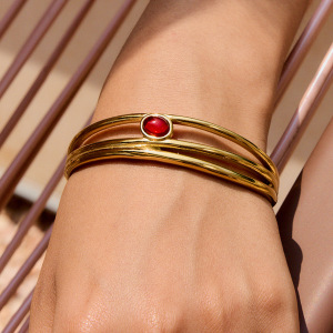 Bracelet Classique Pour Femme, En Acier Inoxydable, Couleur Or, Étanche (1 Pièce) h5 Image2