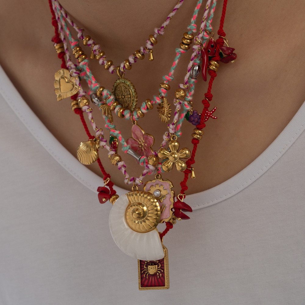 Collier Tressé Pour Femme, Collection Classique De Luxe, En Acier Inoxydable, Couleur Or, Avec Fermoir En Coquillage Étanche (1 Pièce) h5Image4