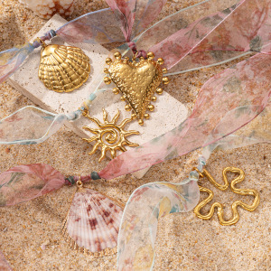 Collier Pendentif Oceanic En Acier Inoxydable Couleur Or, 1 Pièce h5 Image2