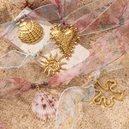 Collier pendentif Oceanic en acier inoxydable étanche couleur or (1 pièce) 2