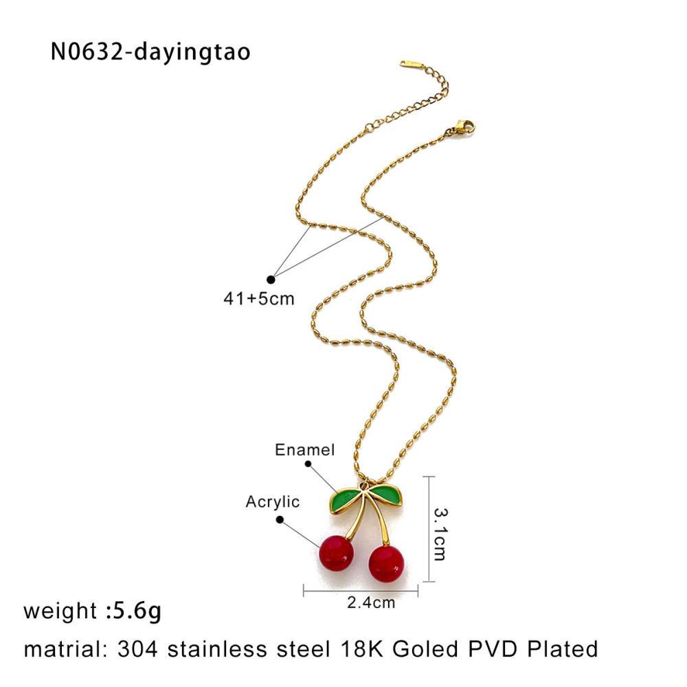 Collier Pendentif En Acier Inoxydable Doré, Étanche, En Forme De Fruit (1 Pièce) 