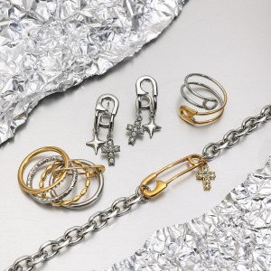 1 Paire De Boucles D'Oreilles Simples En Forme De Broche, En Acier Inoxydable Imperméable, Couleur Or. h5 Image3