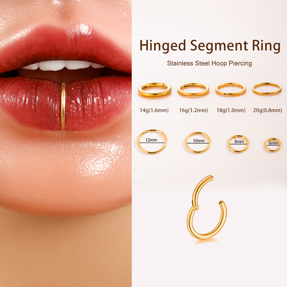 Boucles D'Oreilles Piercing Minimalistes Pour Femme, En Acier Inoxydable Étanche, Couleur Or (1 Pièce). h5Image5