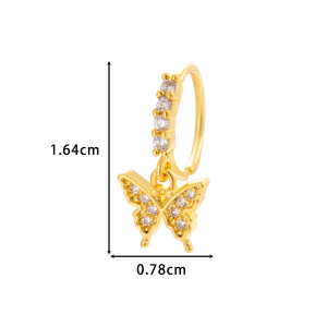 1 Piercing De Nez Papillon En Cuivre Doré Et Zircon h5 Image2