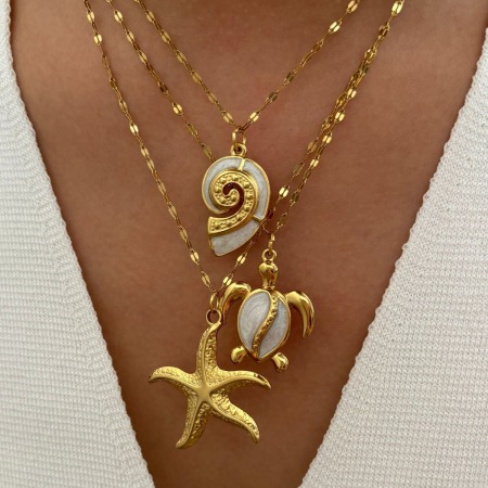 Collier pendentif Oceanic en acier inoxydable étanche couleur or (1 pièce) 2