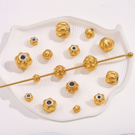 Perles d'espacement quotidiennes en acier inoxydable de forme irrégulière, couleur or, de la série Simple