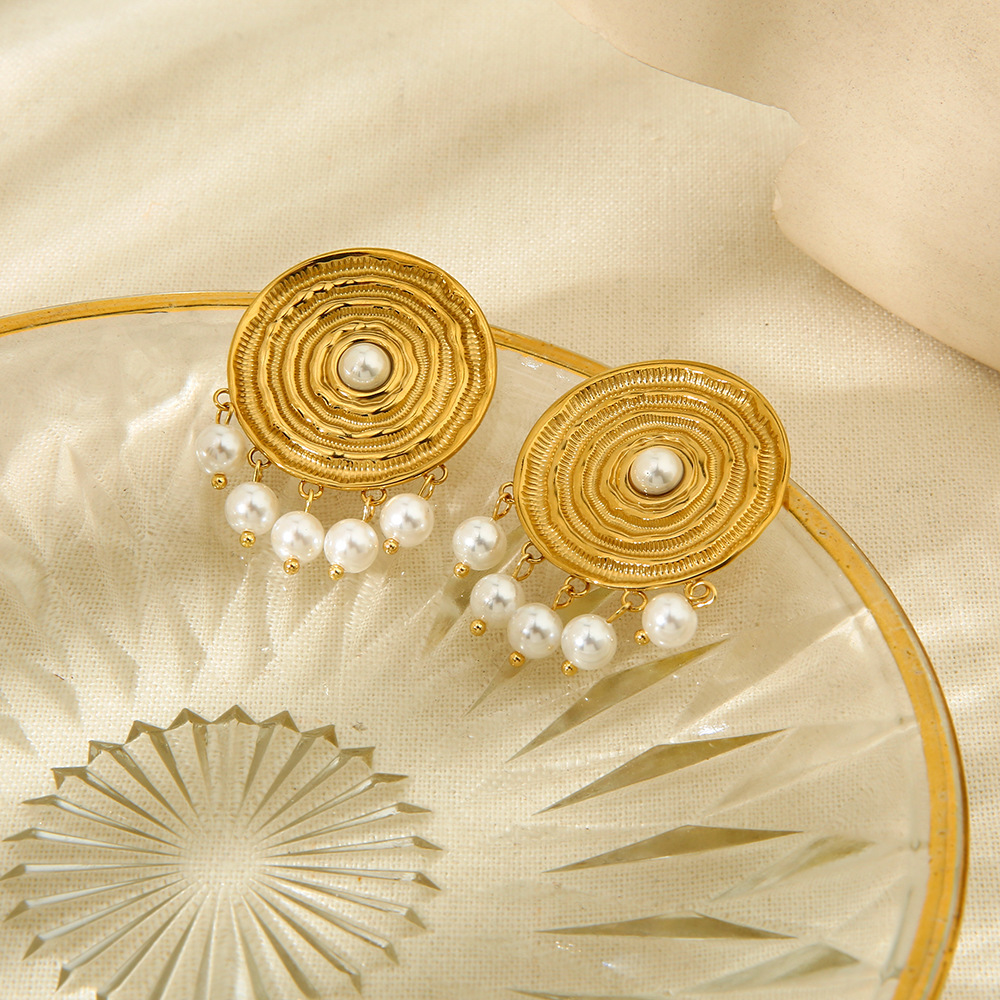 Boucles D'Oreilles Pendantes Pour Femmes, Style Rétro, À Pompons, En Acier Inoxydable Étanche, Collection Luxious. Image3