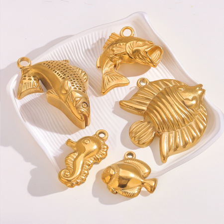 Pendentif femme étanche en acier inoxydable, motif poisson, à faire soi-même (1 pièce)