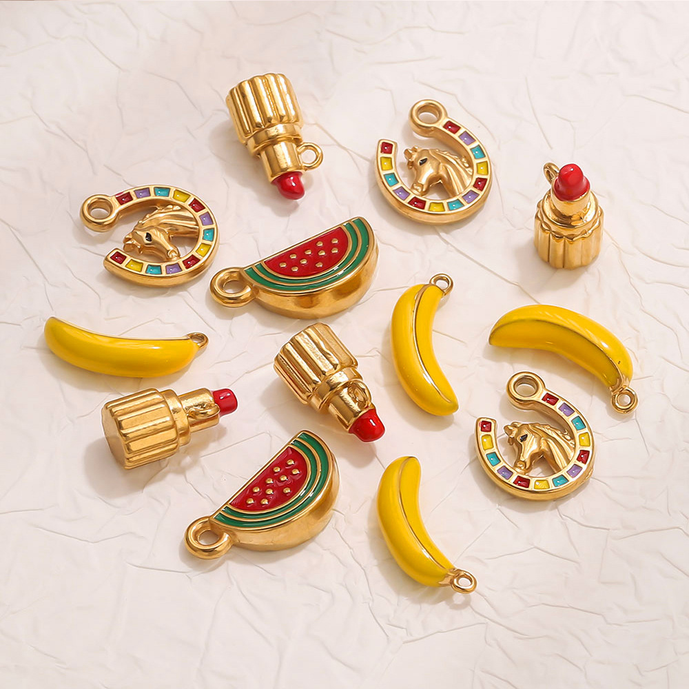Pendentif Femme En Acier Inoxydable Étanche, Motif Fruits Naturels, À Faire Soi-Même (1 Pièce) h5Image2
