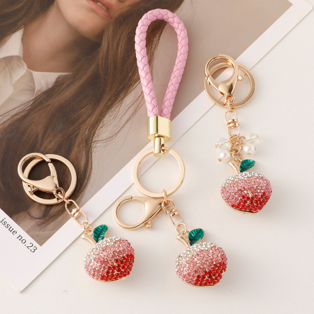 Porte-clés Simple Series Sweet Fruit en alliage cristal strass
