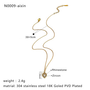 Collier Pendentif Cœur En Acier Inoxydable Étanche Couleur Or (1 Pièce) h5 Image2