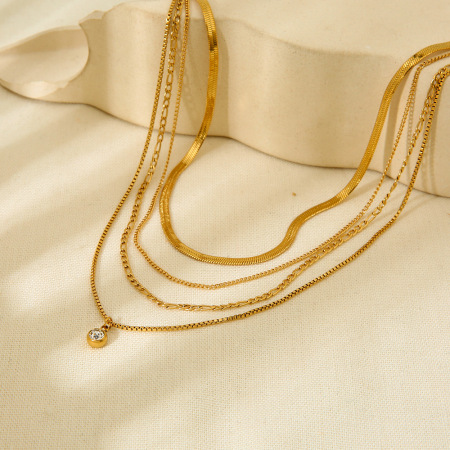 1 paire de colliers pour femmes de la série Luxueuse, classiques, géométriques, en acier inoxydable étanche