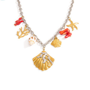 Colliers Pendentifs Luxueux Pour Femmes, En Acier Inoxydable Naturel, Couleur Or, Avec Motif Tortue. h5