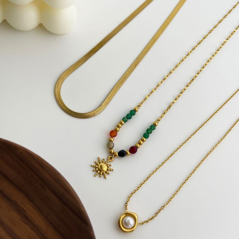 Collier Pendentif Étanche En Acier Inoxydable Couleur Or (1 Pièce) Image5