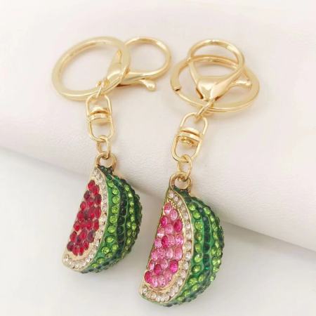 Porte-clés simple en alliage, cristal et strass, mignon et fruité