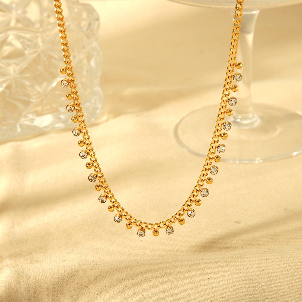 Colliers Pendentifs Pour Femmes Daily Chain En Acier Inoxydable Étanche Couleur Or Image2
