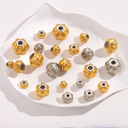 Perles d'espacement quotidiennes en acier inoxydable de forme irrégulière, couleur or, de la série Simple 2