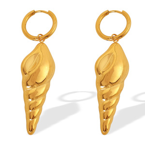 1 Paire De Boucles D'Oreilles Pendantes En Acier Inoxydable Étanche Couleur Or h5 Image5