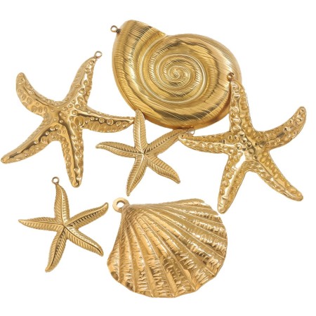 Pendentif femme étanche en acier inoxydable, motif étoile de mer, à faire soi-même (1 pièce)