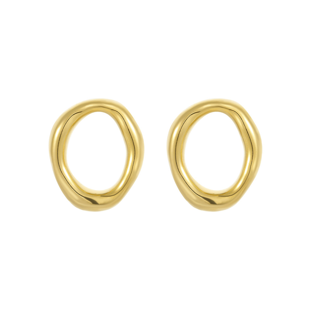 Boucles D'Oreilles Puces Pour Femmes, Style Géométrique Simple, En Acier Inoxydable Imperméable, Couleur Or Image5