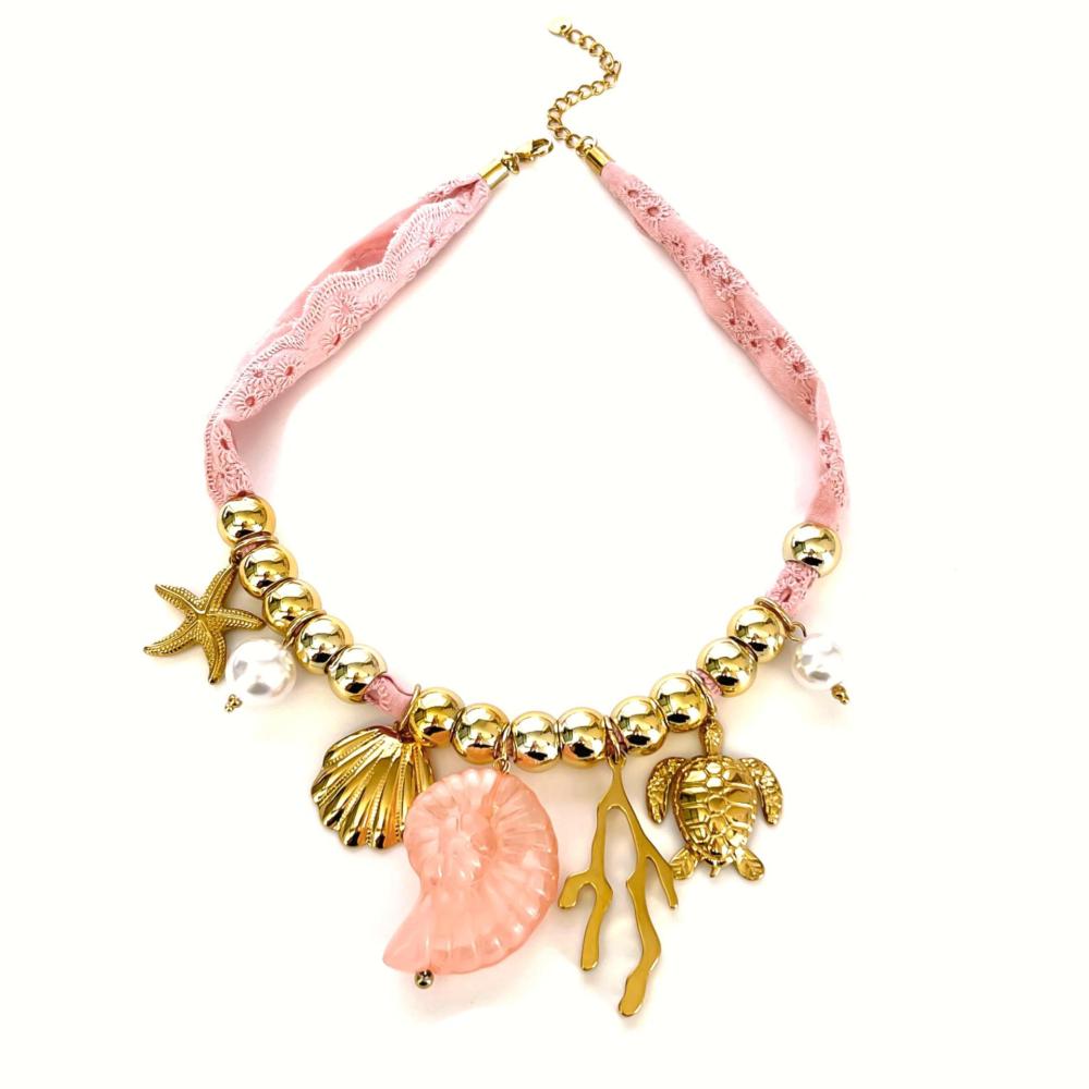 Collier Pendentif Oceanic En Acier Inoxydable Étanche Couleur Or (1 Pièce) Image5